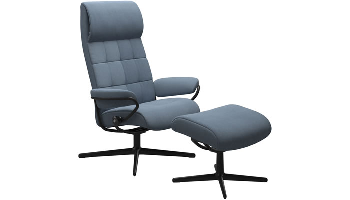 Stressless London High Back Recliner in Yoredale Light Blue